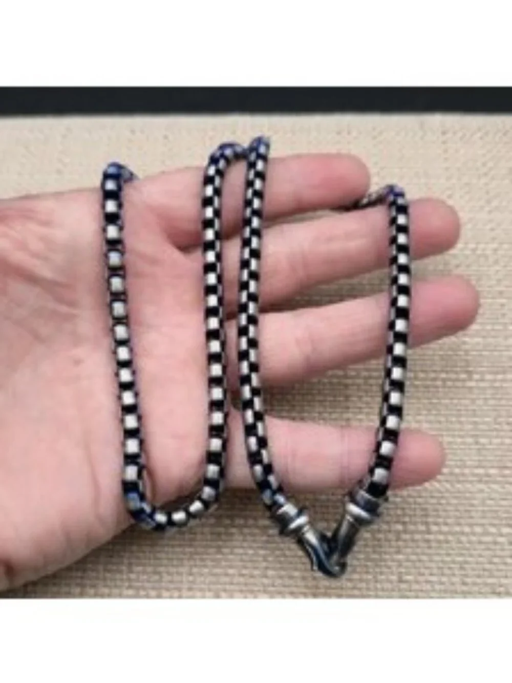 24 Inch Two-Tone Stainless Steel Round Box Chain Necklace with Shackle Clasp B14